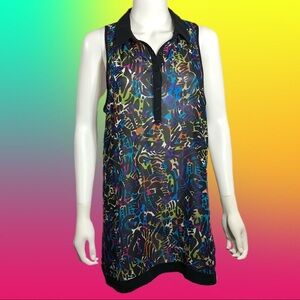 Nicole Miller Bright Patterned Sleeveless Tunic Top